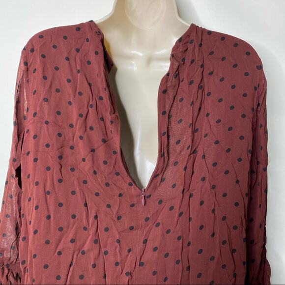 Ganni chocolate brown long sleeve mini Polka Dot Dress sz 38 US 6 - Picture 12 of 15